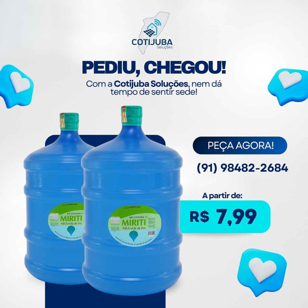 Garrafa de Água Mineral Cotijuba gelada e cristalina